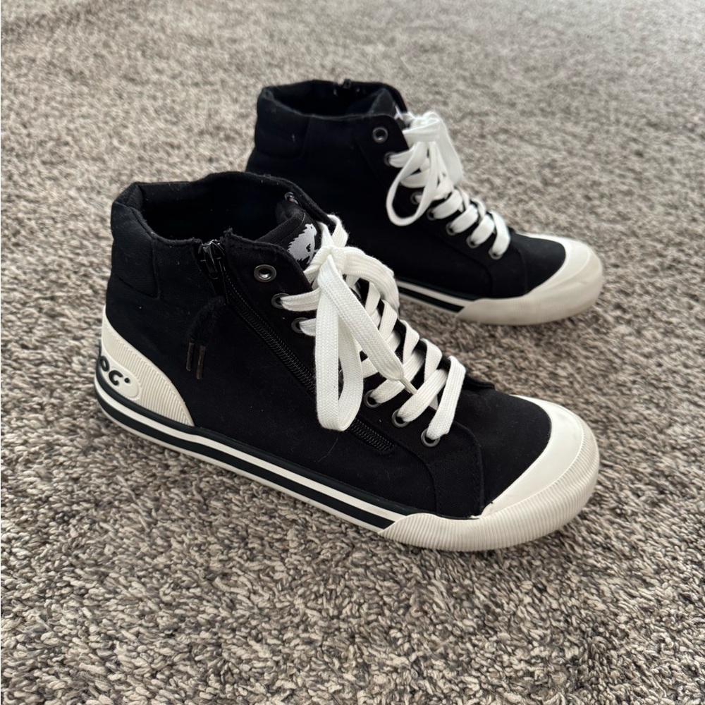 Rocket Dog Black and White Jazzin High-Top Sneakers